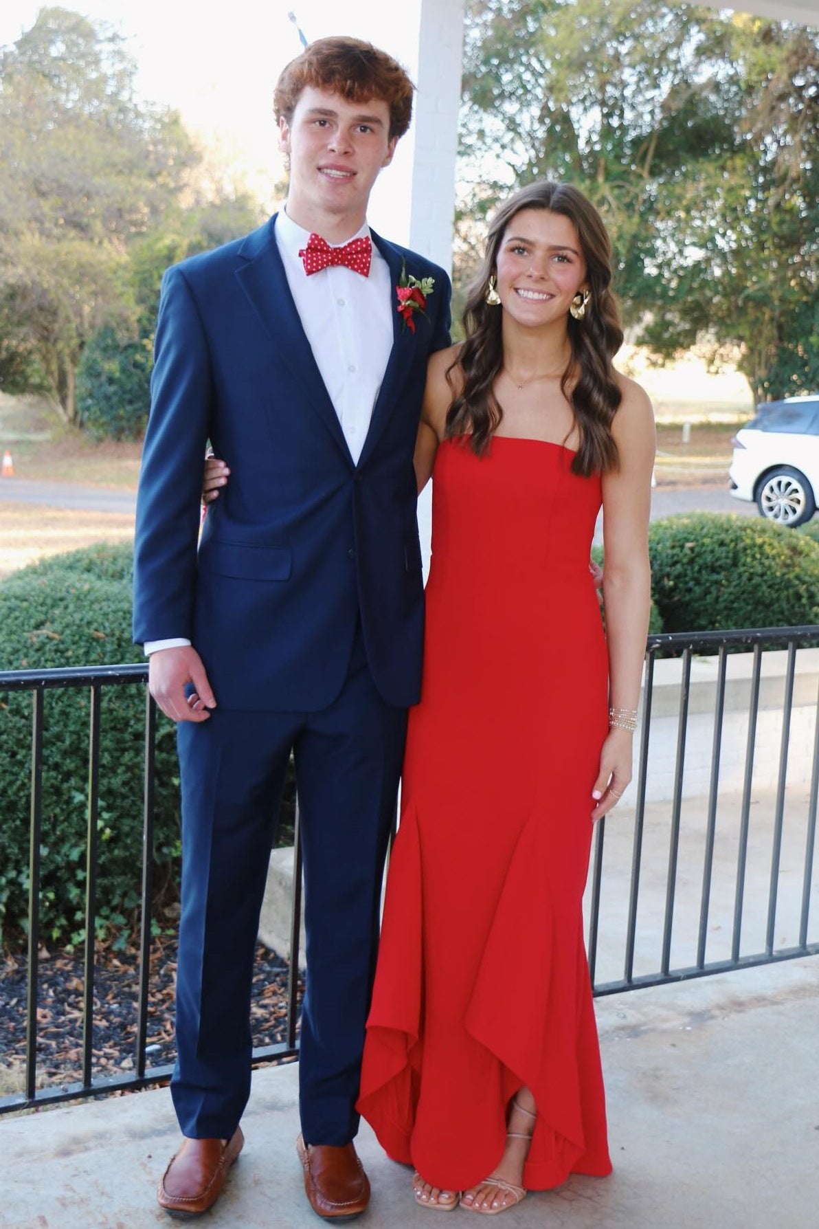 Red Strapless Frill Fitted Dress
