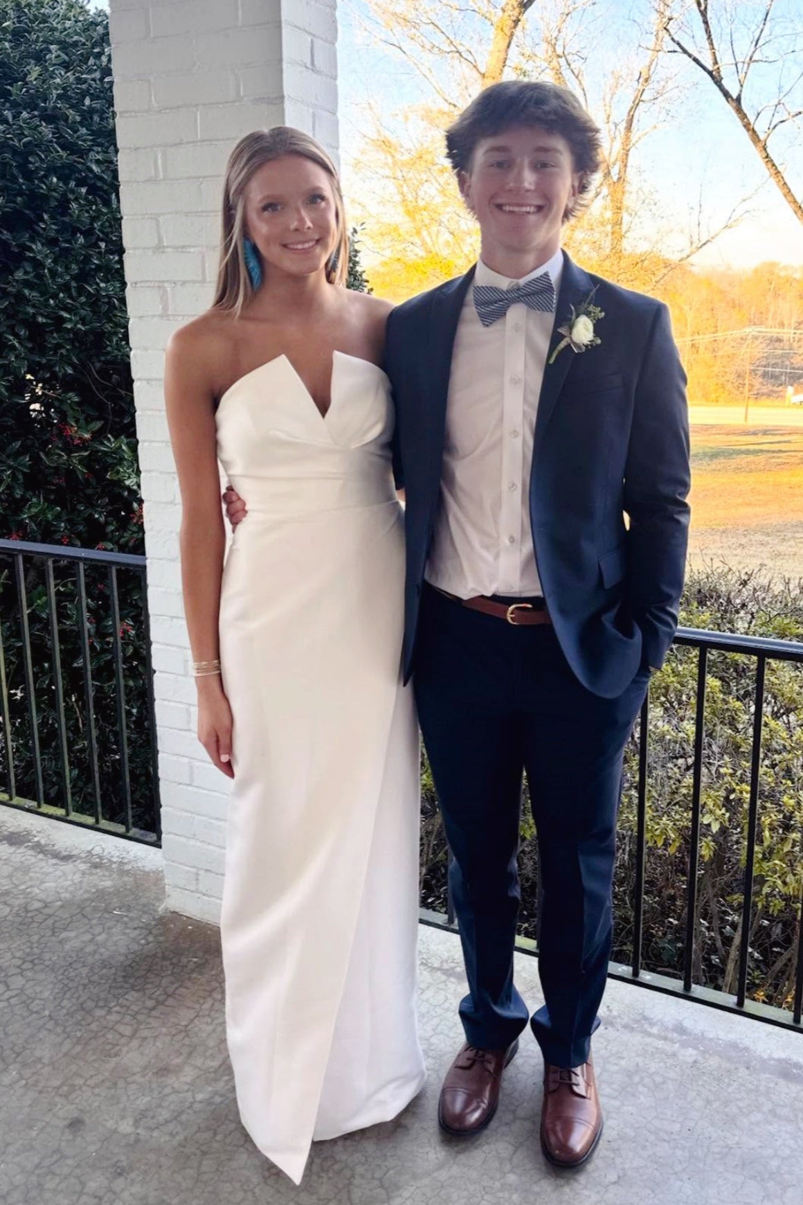 White Strapless Asymmetric Long Dress