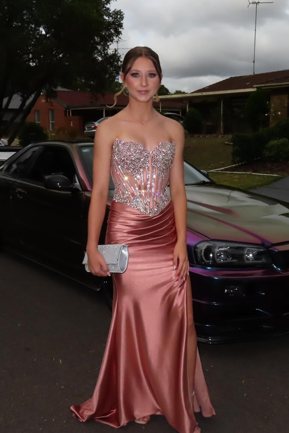 Rose Brown Beaded Sweetheart Mermaid Gown