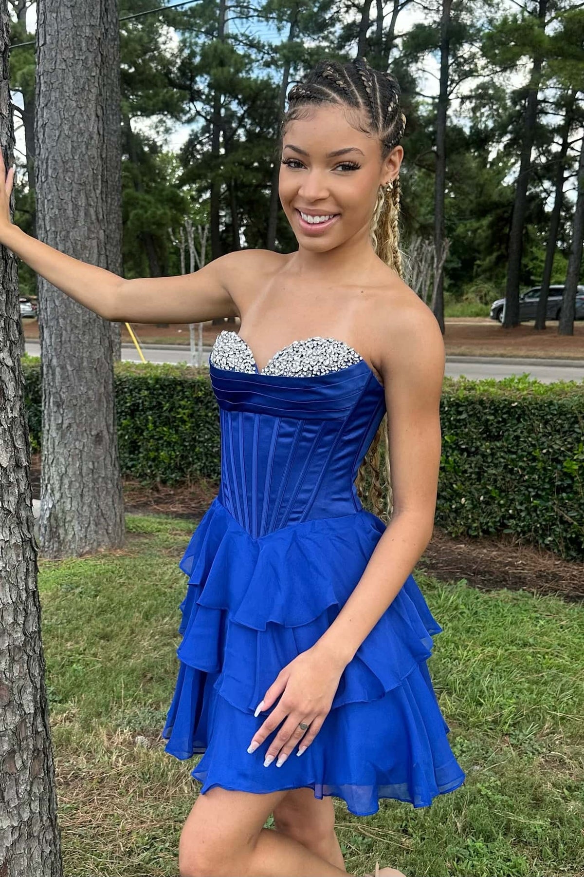 navy blue corset mini dress Off the Shoulder Navy Blue Corset Short Party Dress Ohmollydress
