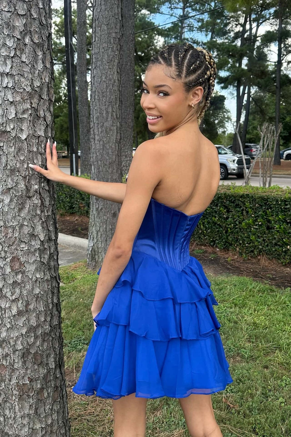 Beaded Sweetheart Navy Blue Corset Short Ruffle Dress Dressesforparty Beaded Sweetheart Navy Blue Corset Short Ruffle Dress Dressesforparty