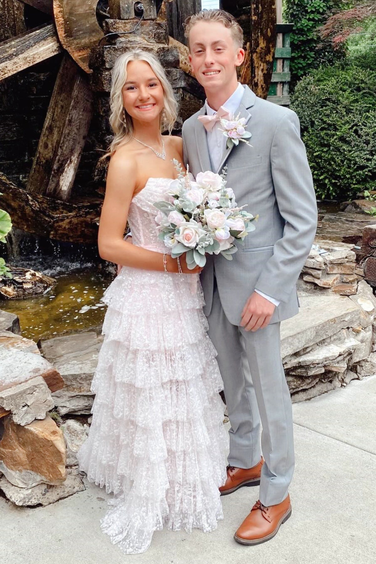 Light Pink Strapless Ruffled A-line Prom Dress – Dressesforparty