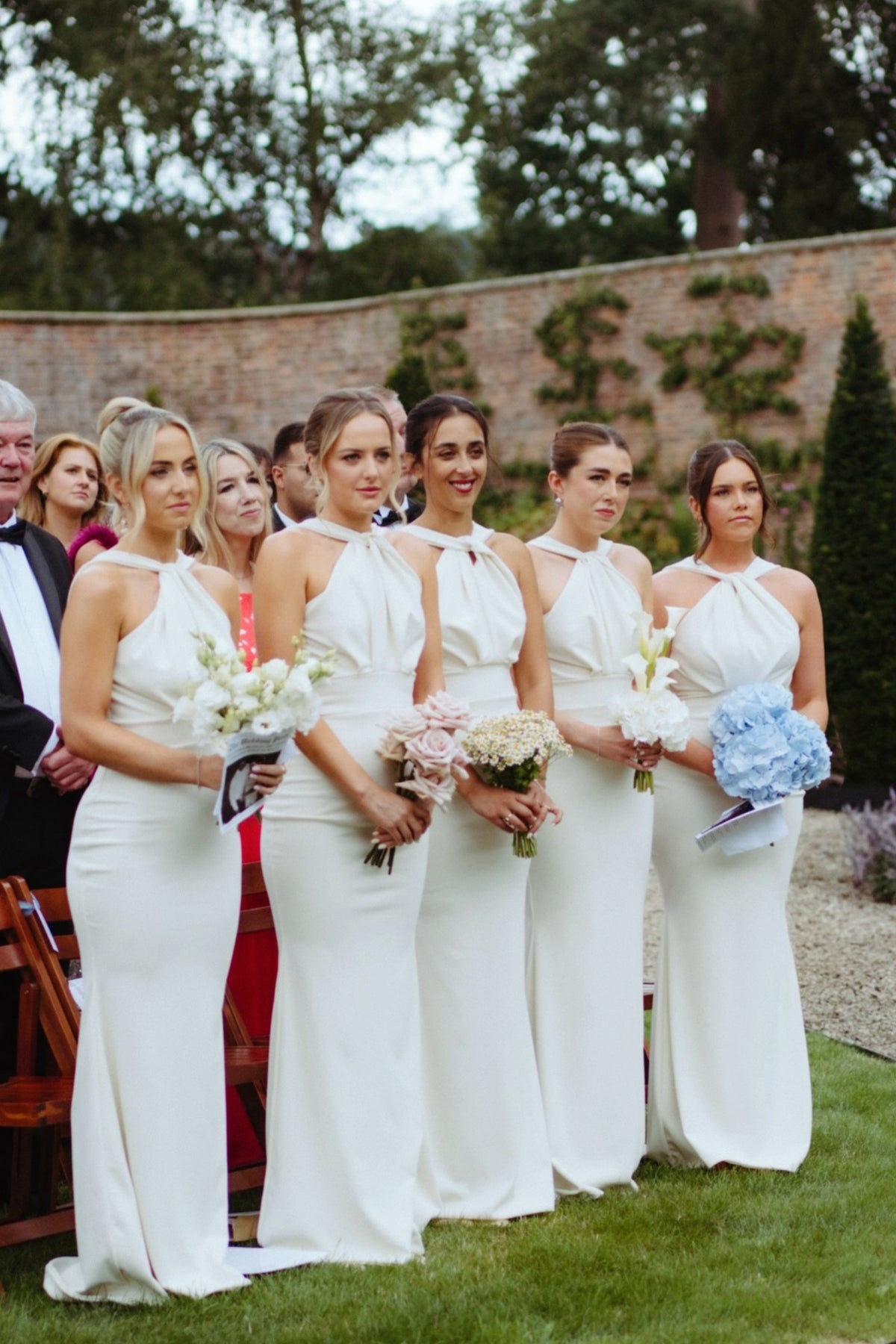 White Halter Fitted Bridesmaid Dress