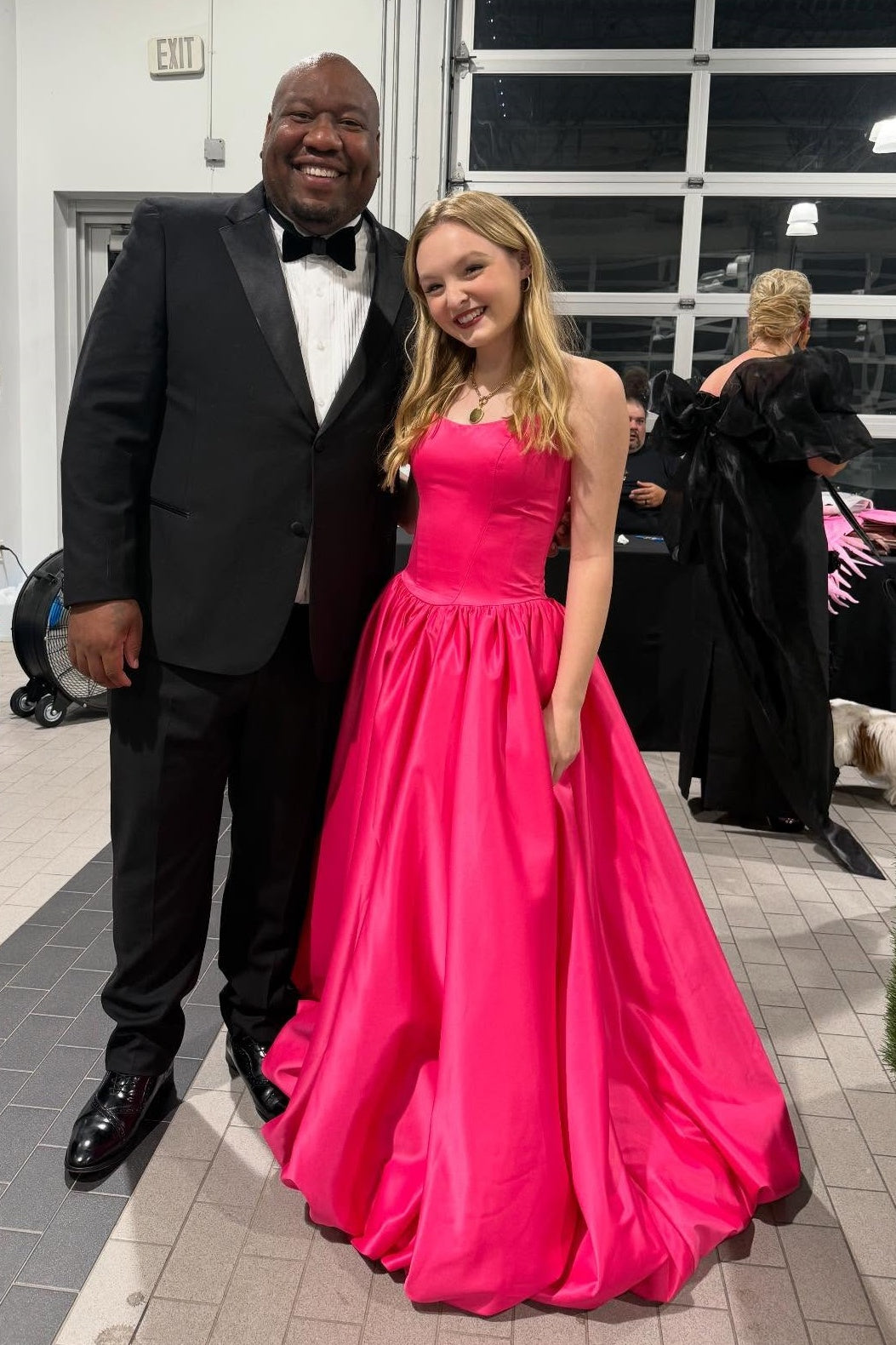 Hot Pink Satin Strapless Bubble Gown Dressesforparty Hot Pink Satin Strapless Bubble Gown Dressesforparty