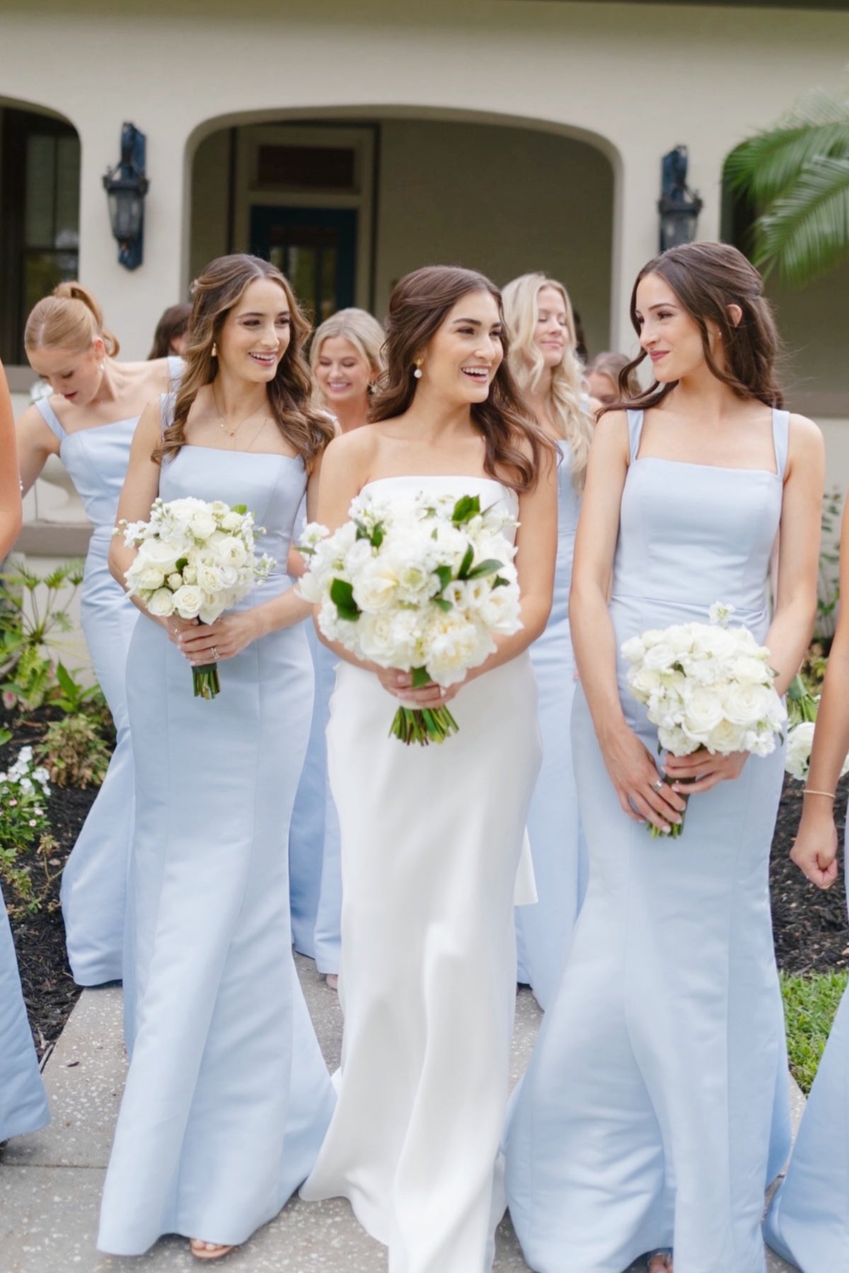 Light Blue Square Satin Mermaid Dress