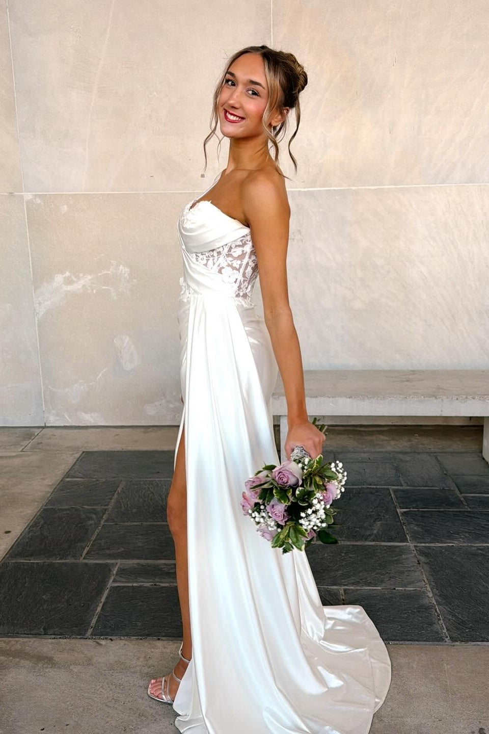White One-Shoulder Slit Mermaid Prom Dress – Dressesforparty