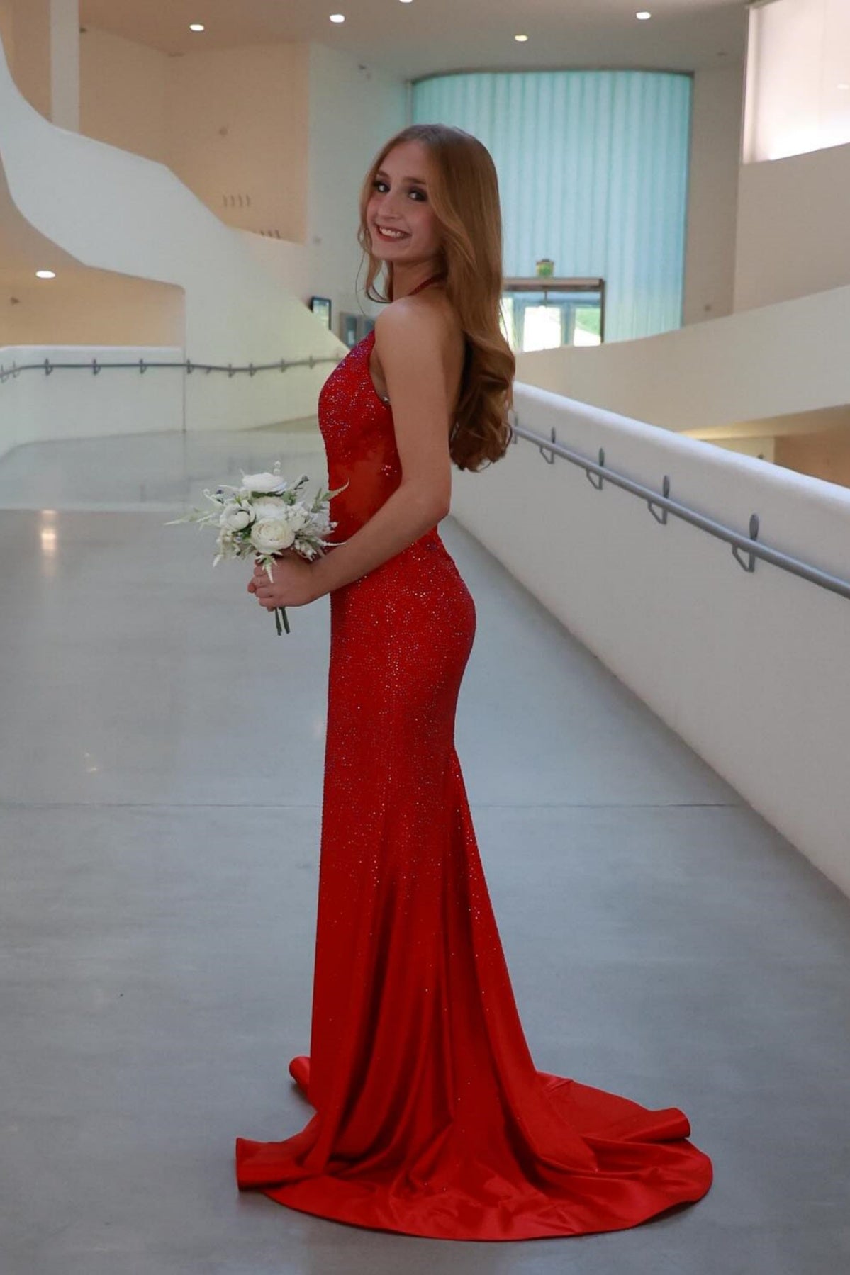 Red Halter V-Neck Rhinestone Mermaid Prom Dress Dressesforparty Red Halter V-Neck Rhinestone Mermaid Prom Dress Dressesforparty