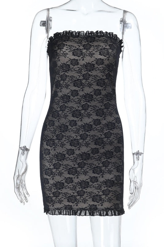 Black Lace Bodycon Mini Party Dress