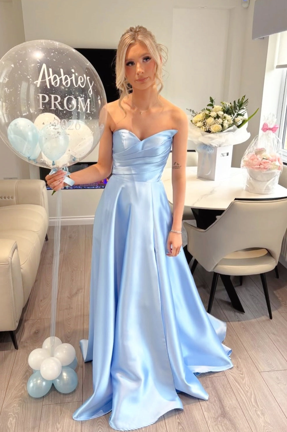 Light Blue Satin A-Line Dress with Asymmetric Necklin Dressesforparty Light Blue Satin A-Line Dress with Asymmetric Necklin Dressesforparty
