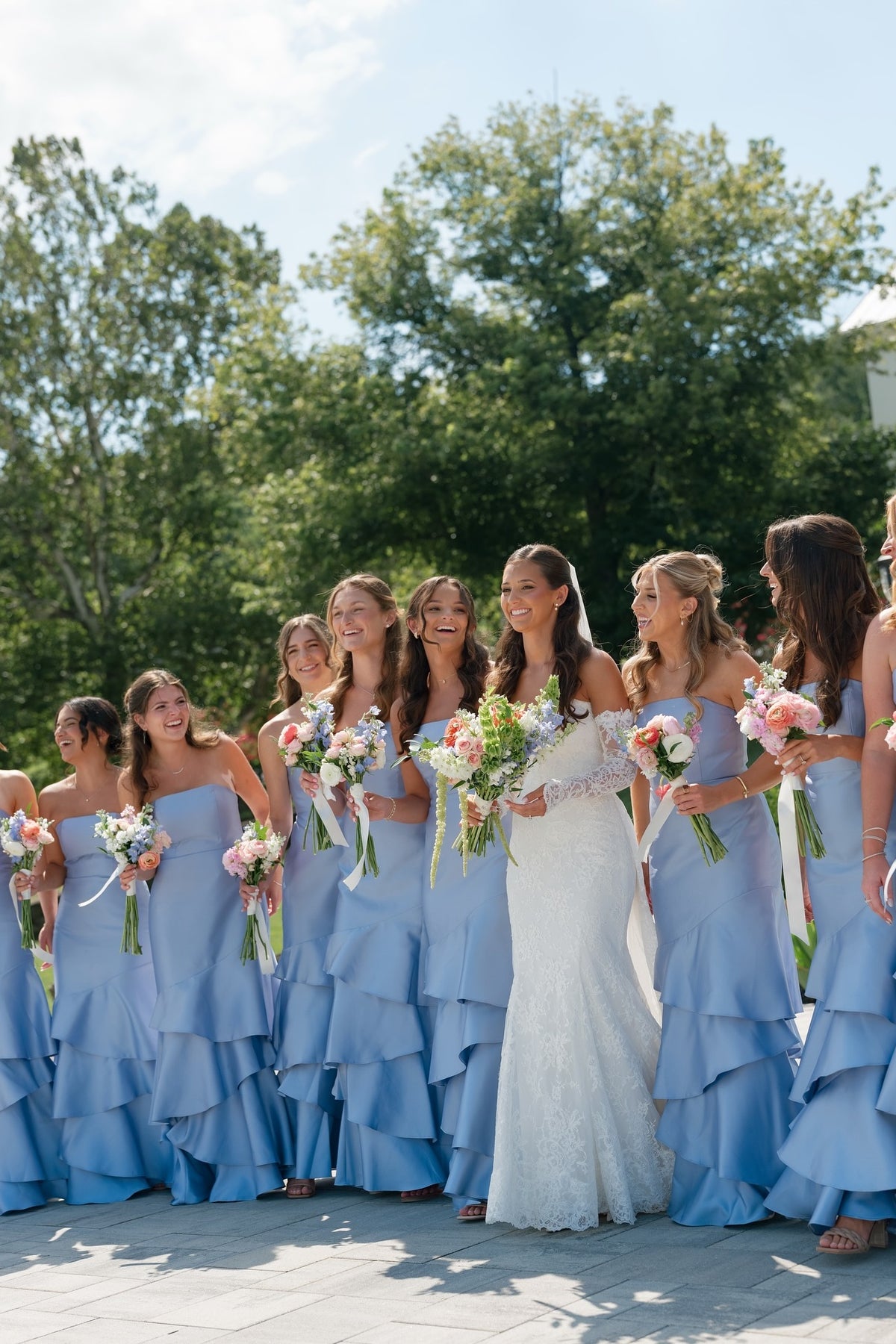 Mist Blue Strapless Mermaid Ruffled Bridesmaid Dress – Dressesforparty