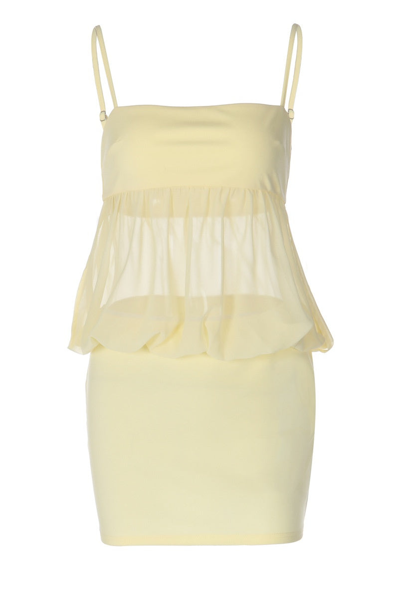 Yellow Bodycon Straps Mini Dress