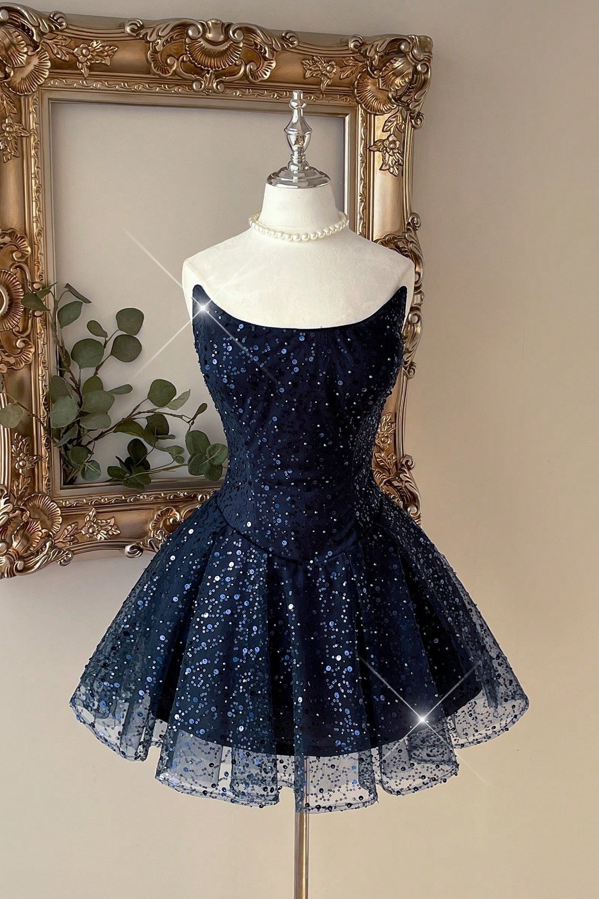 Navy Tulle Sequin Strapless Mini Dress Dressesforparty Navy Tulle Sequin Strapless Mini Dress Dressesforparty