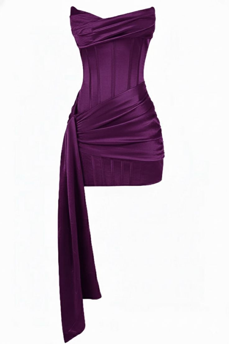 Burgundy Satin Strapless Bodycon Mini Dress Dressesforparty Burgundy Satin Strapless Bodycon Mini Dress Dressesforparty