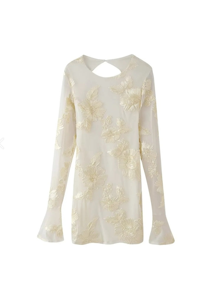 White Jacquard Bodycon Mini Dress