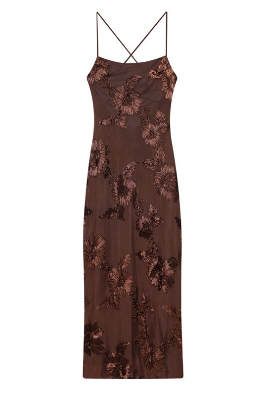 Brown Jacquard Maxi Dress
