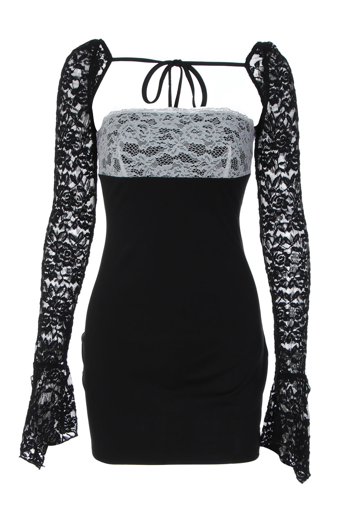 Black Lace Panel Bodycon Mini Dress – Dressesforparty