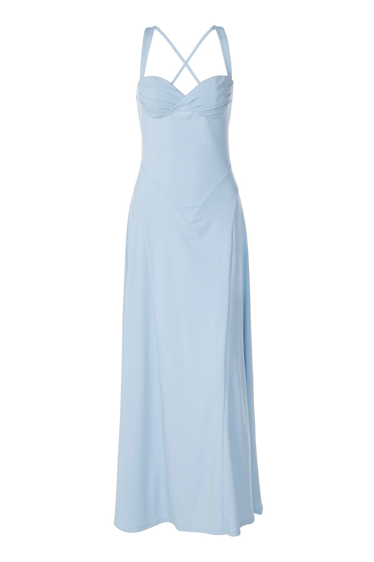 Light Blue Straps A-Line Maxi Dress