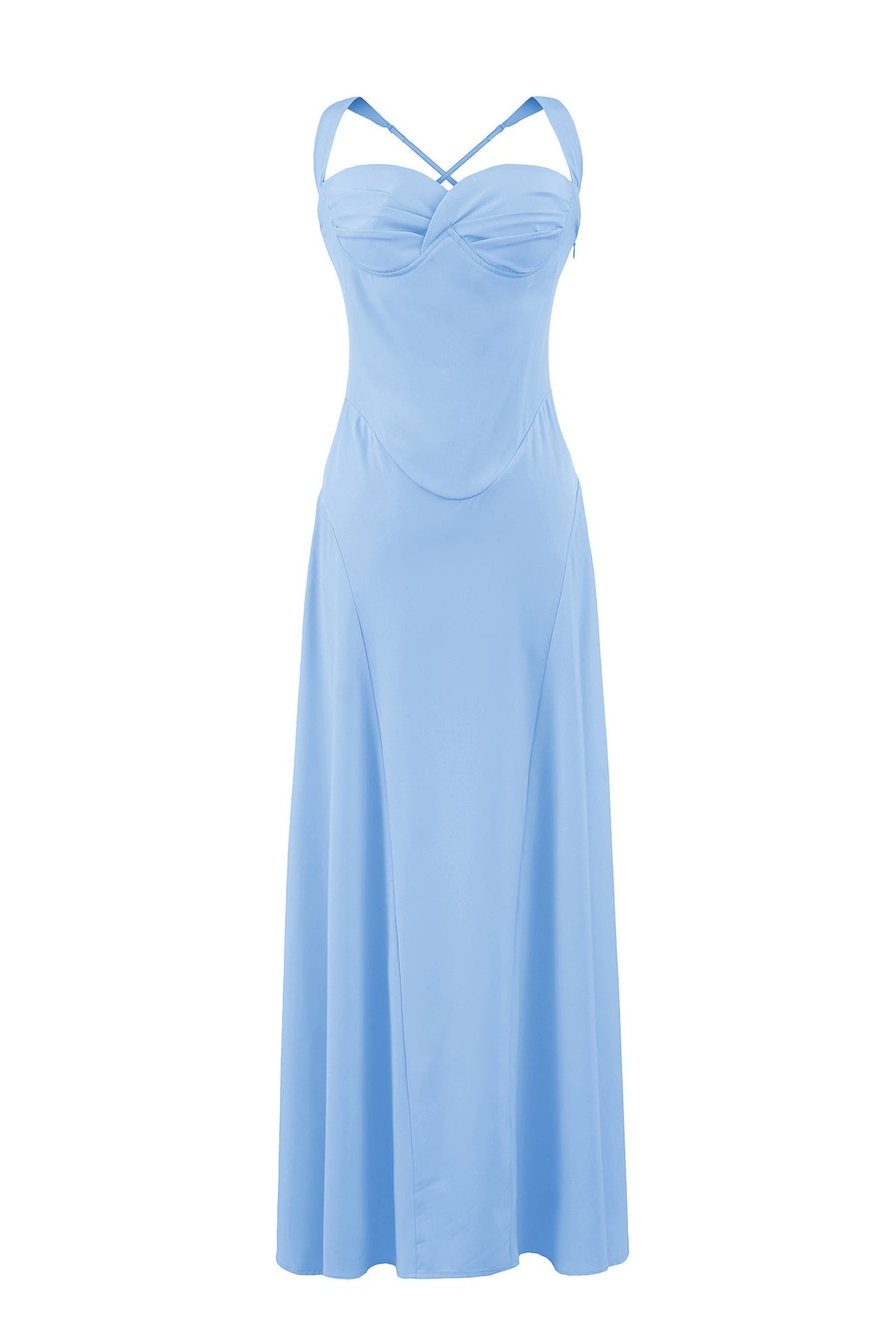 Yellow Cross-Over Straps A-Line Maxi Dress