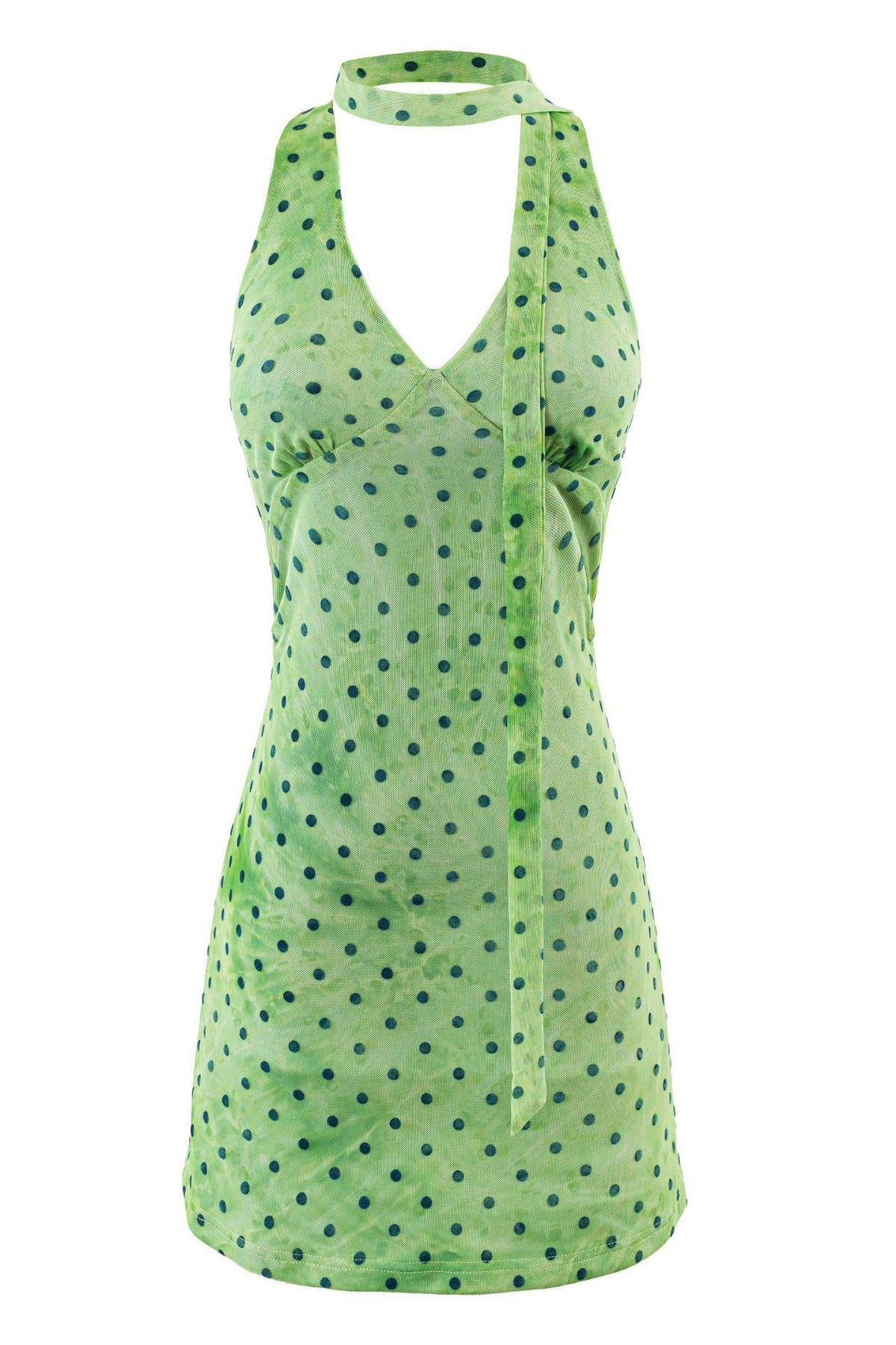 Green Polka Dot Bodycon Mini Dress
