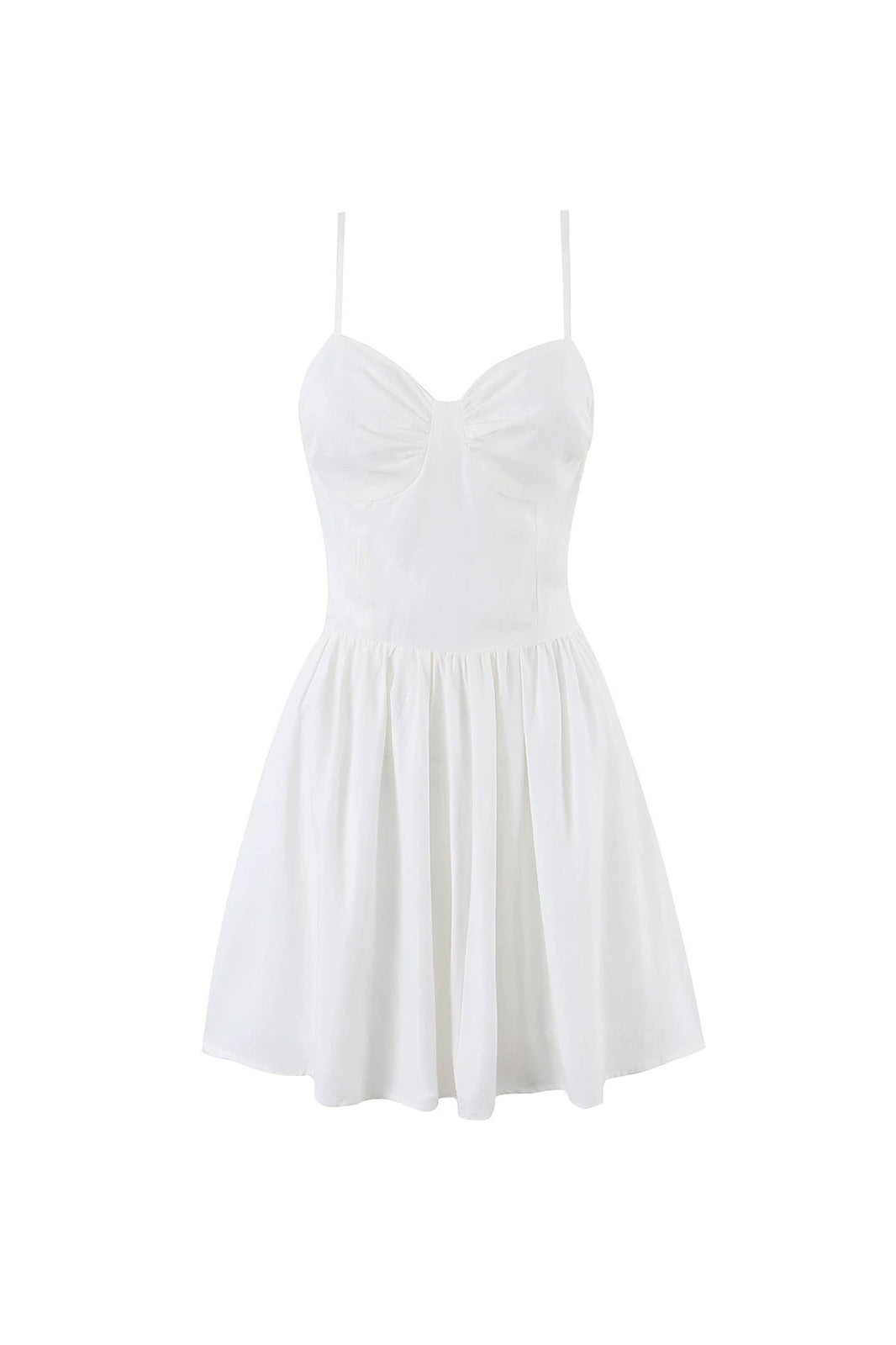 White Spaghetti Strap A-Line Mini Dress