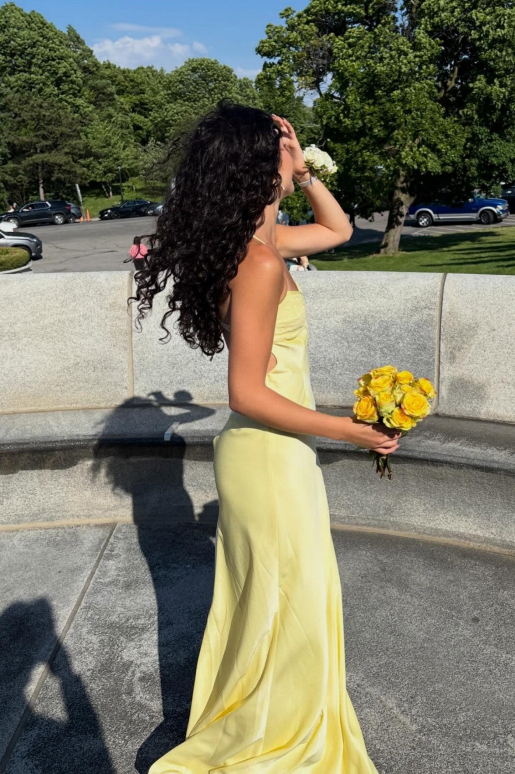 Yellow Keyhole A-Line Floor-Length Dress – Dressesforparty