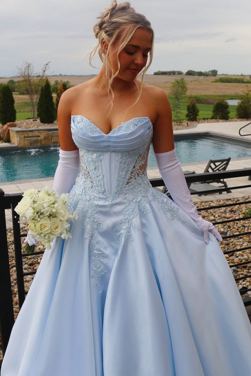 Light Blue Satin A-Line Floor-Length Dress Dressesforparty Light Blue Satin A-Line Floor-Length Dress Dressesforparty