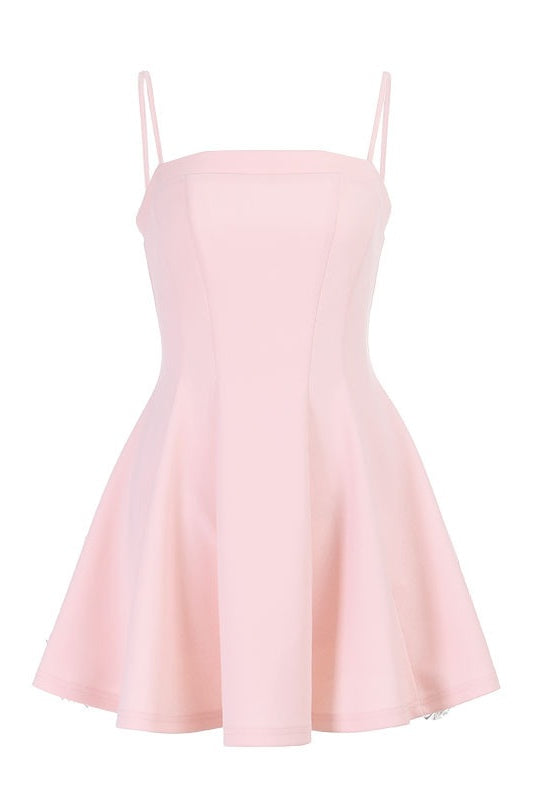 Pink A-line Spaghetti Strap Mini Dress