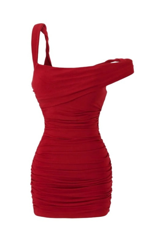 Red Asymmetric Bodycon Mini Dress – Dressesforparty