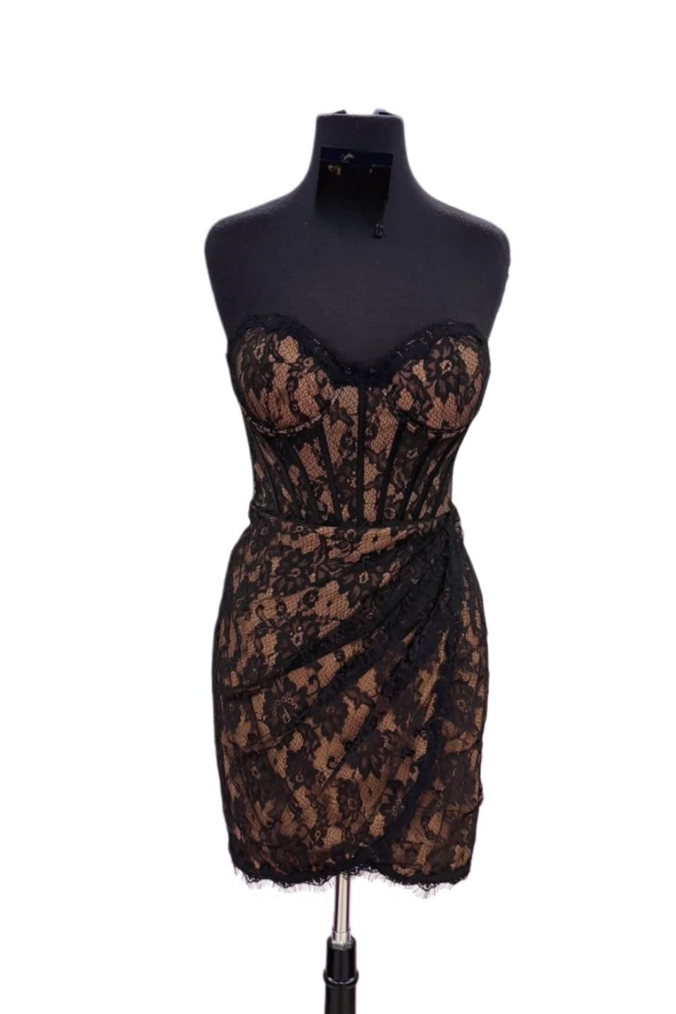 Black and Nude Lace Corset Mini Dress