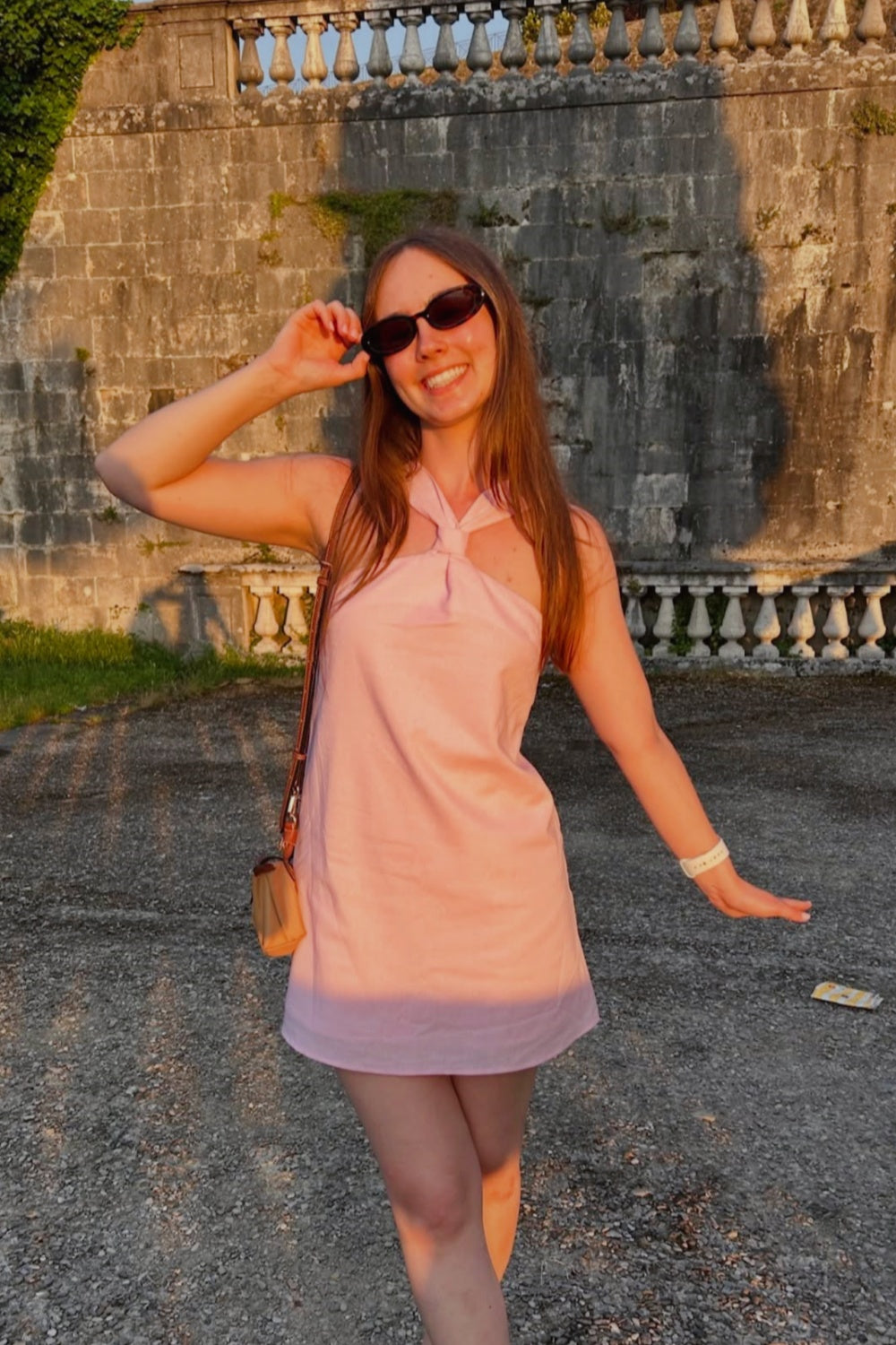 Pink Halter Low-Back Mini Dress – Dressesforparty