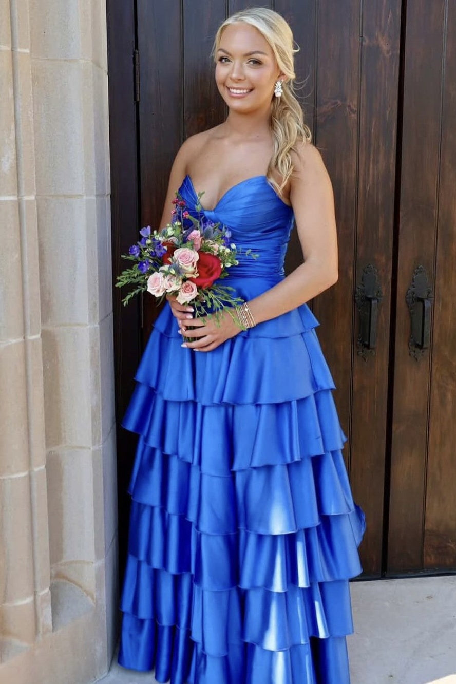 royal blue frill dress Ruffle Strapless A-Line – Dressesforparty Color:GREY Adorable boy holds a Top MacDuggal None Embellishment