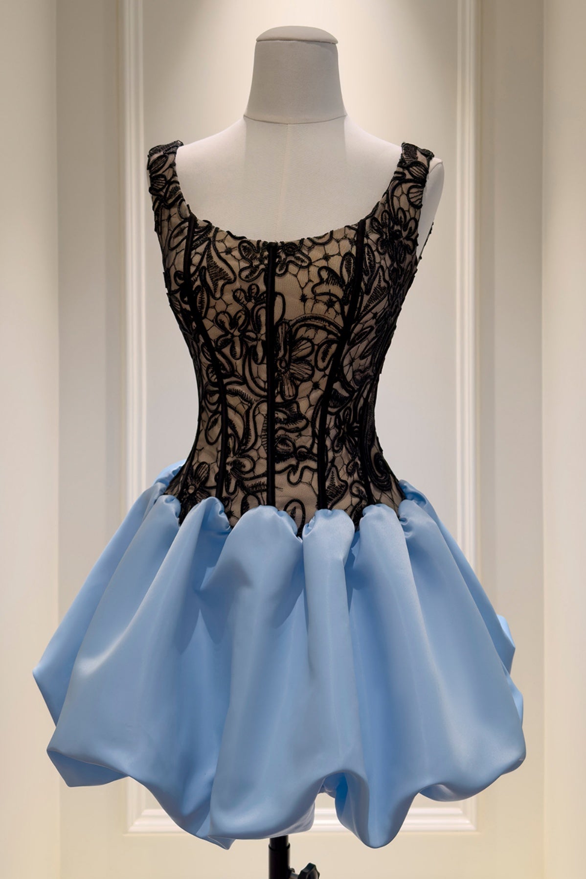 Blue and Black Corset Bubble Mini Dress Dressesforparty Blue and Black Corset Bubble Mini Dress Dressesforparty