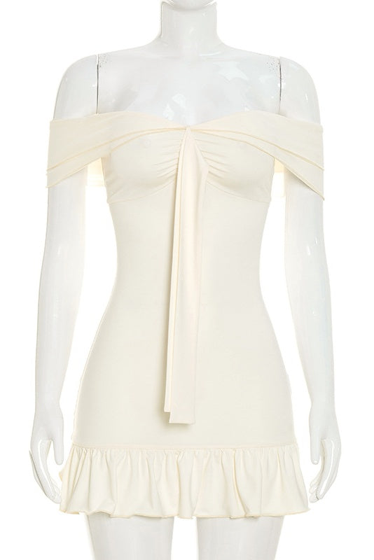 Apricot Off-Shoulder Mini Dress