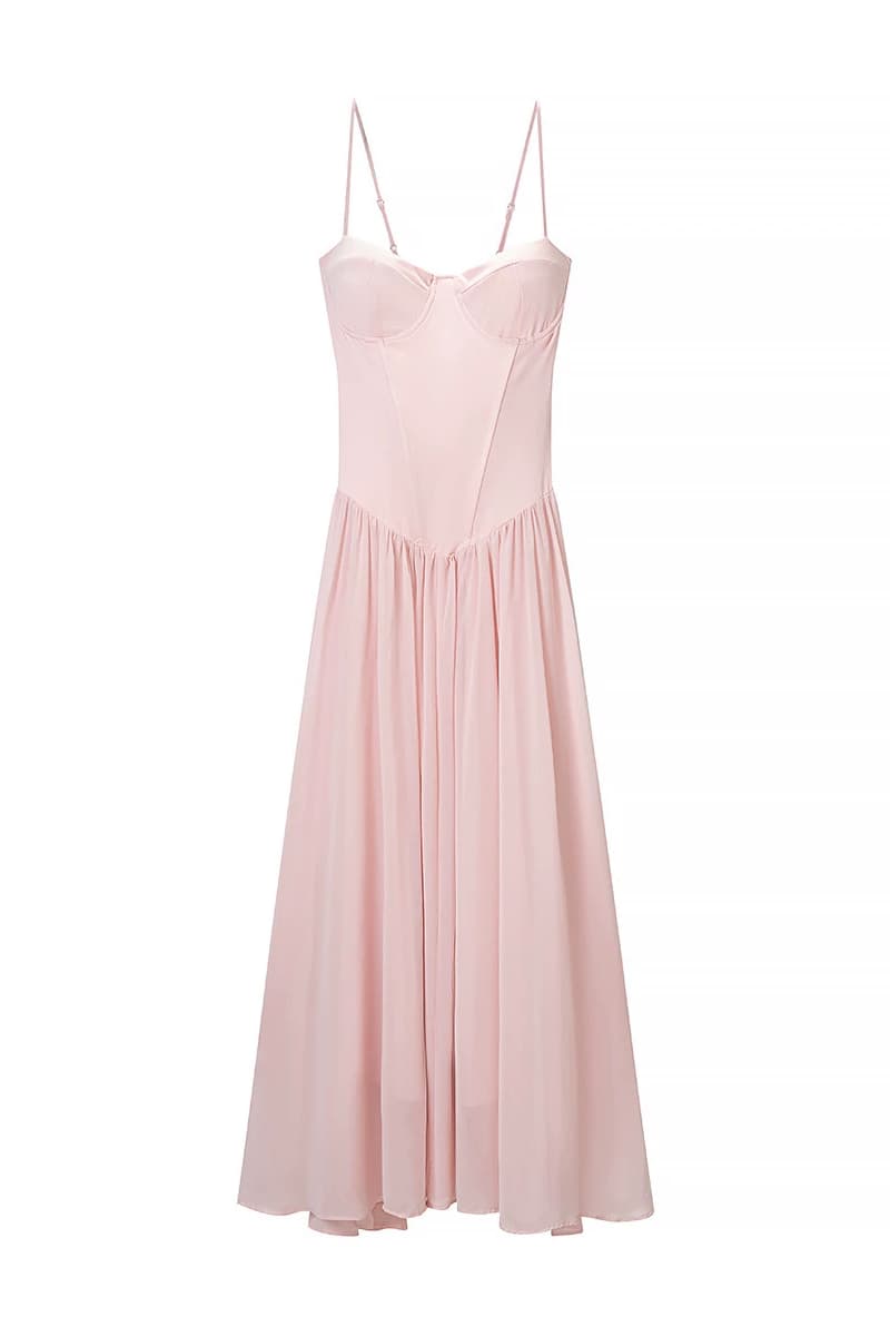 Pink A-Line Sweetheart Long Dress