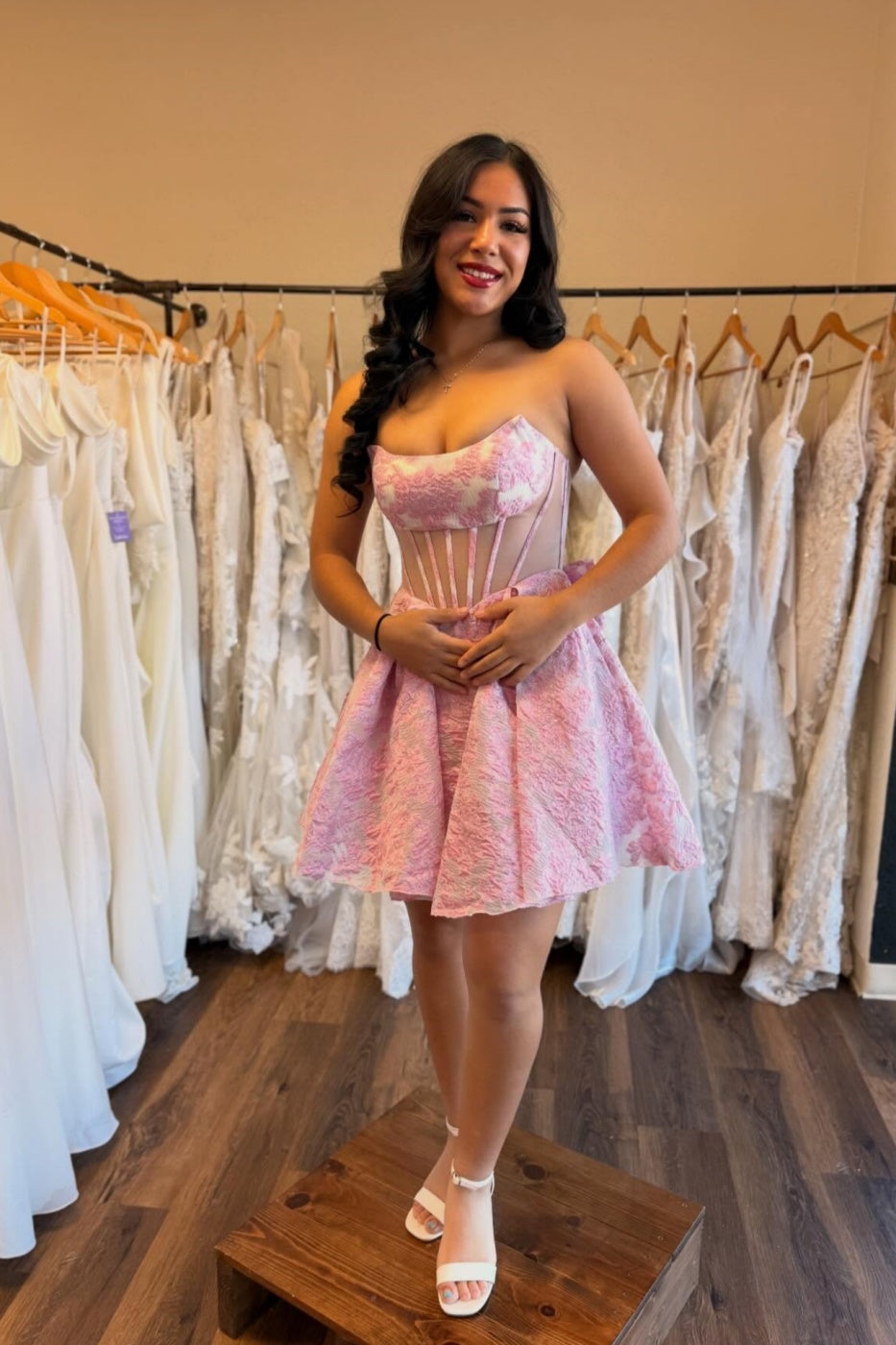 Pink Bow Strapless A-Line Mini Dress – Dressesforparty