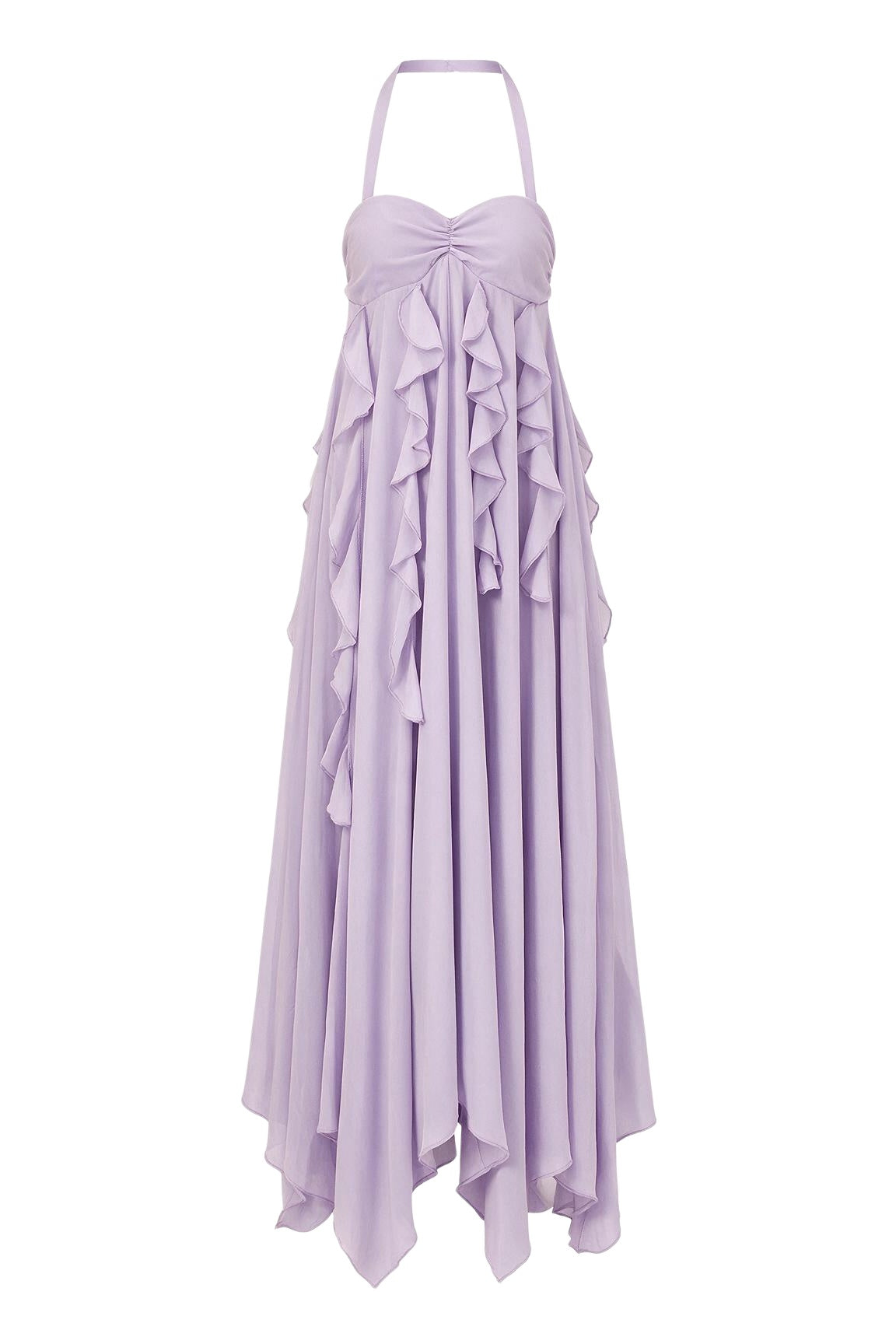 Lavender Pleated Strapless A-Line Dress