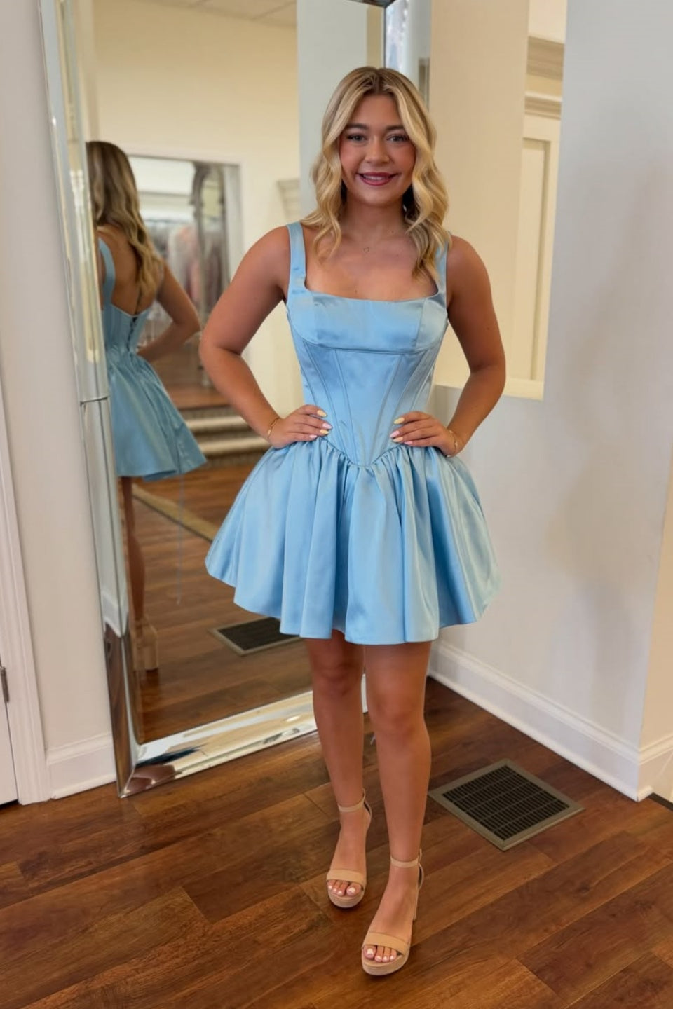 Baby Blue Satin Corset Mini Dress – Dressesforparty