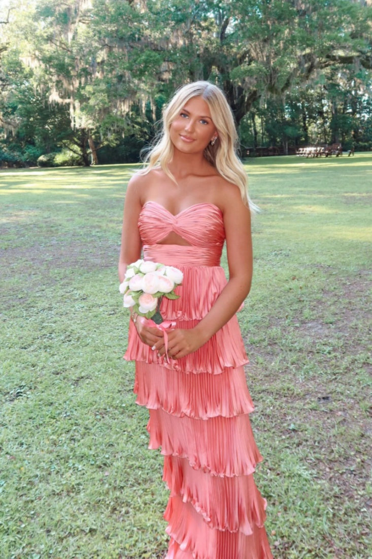 Rust Satin Twisted A-Line Prom Dress – Dressesforparty