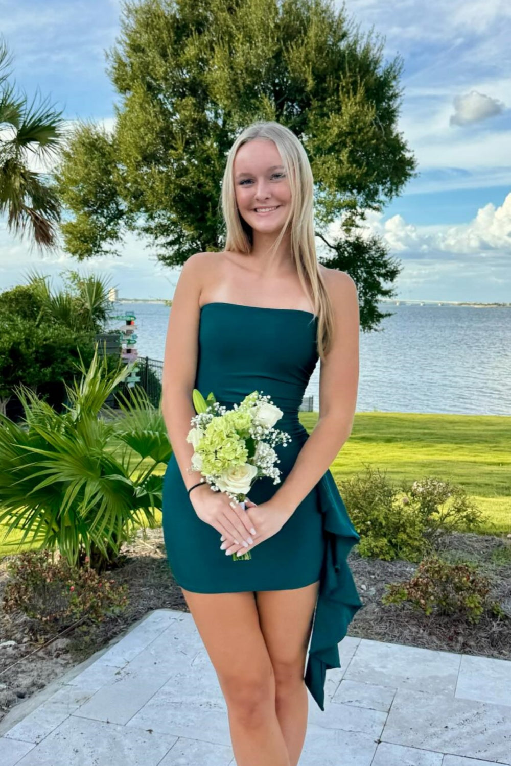 green strapless mini dress Teal Satin Strapless Mini Dress – Dressesforparty