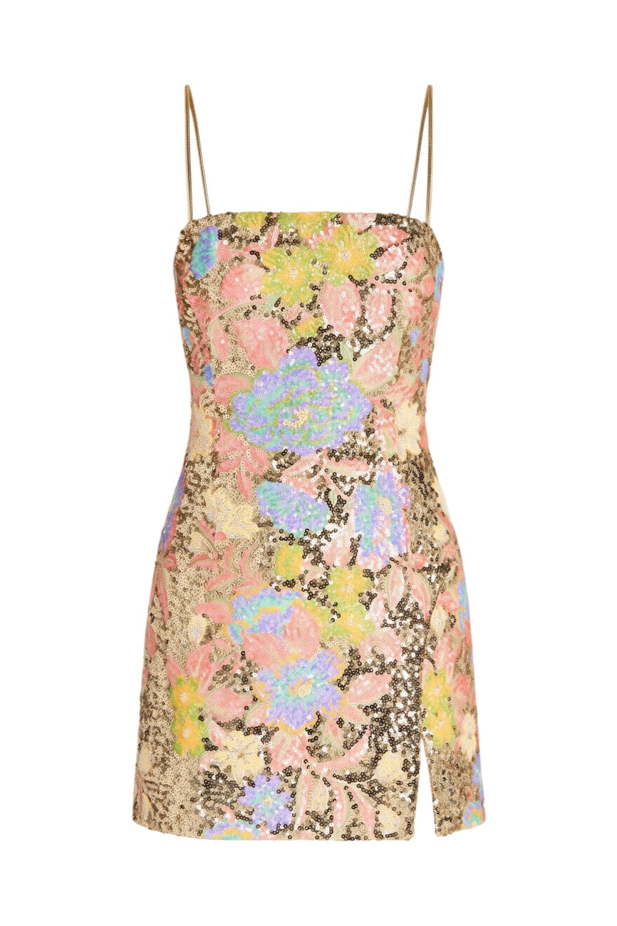 Floral Sequin Fitted Mini Dress