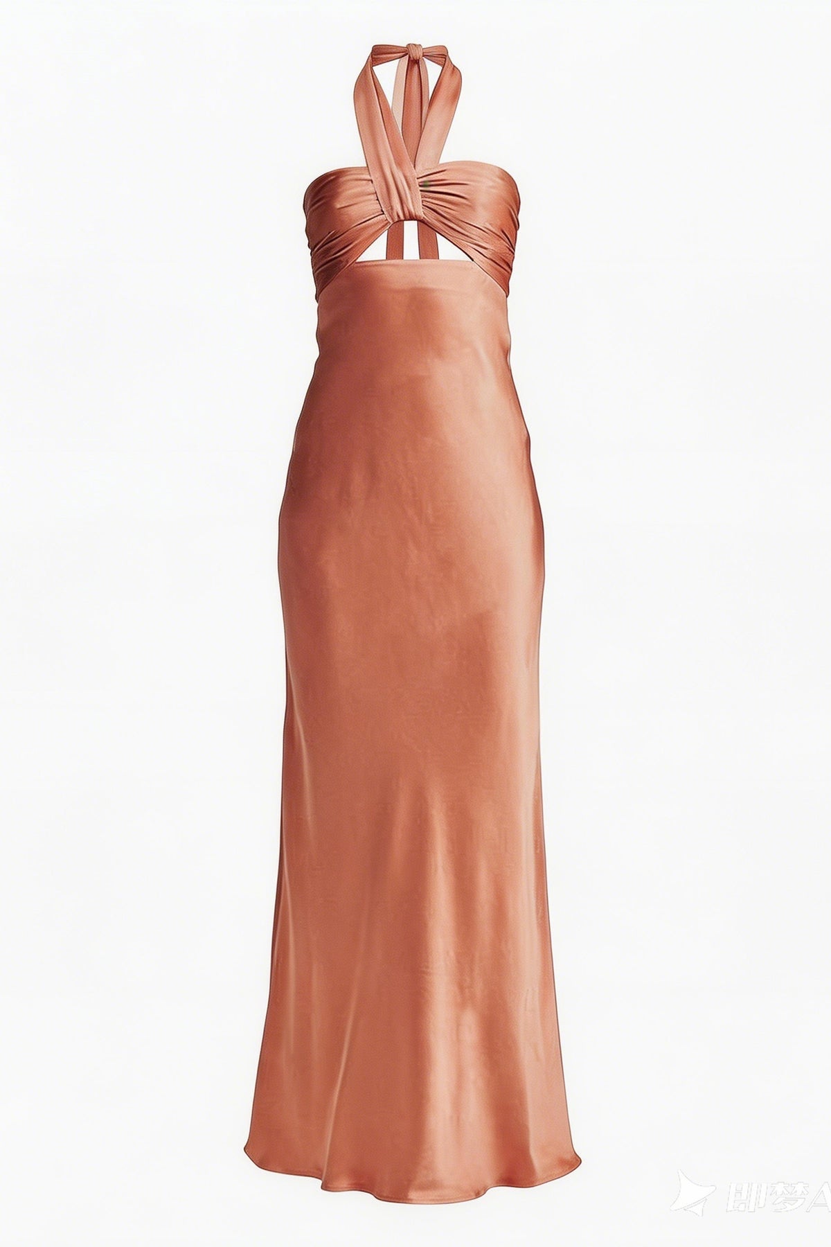 Rust Halter Cut-out Fitted Long Prom Dress