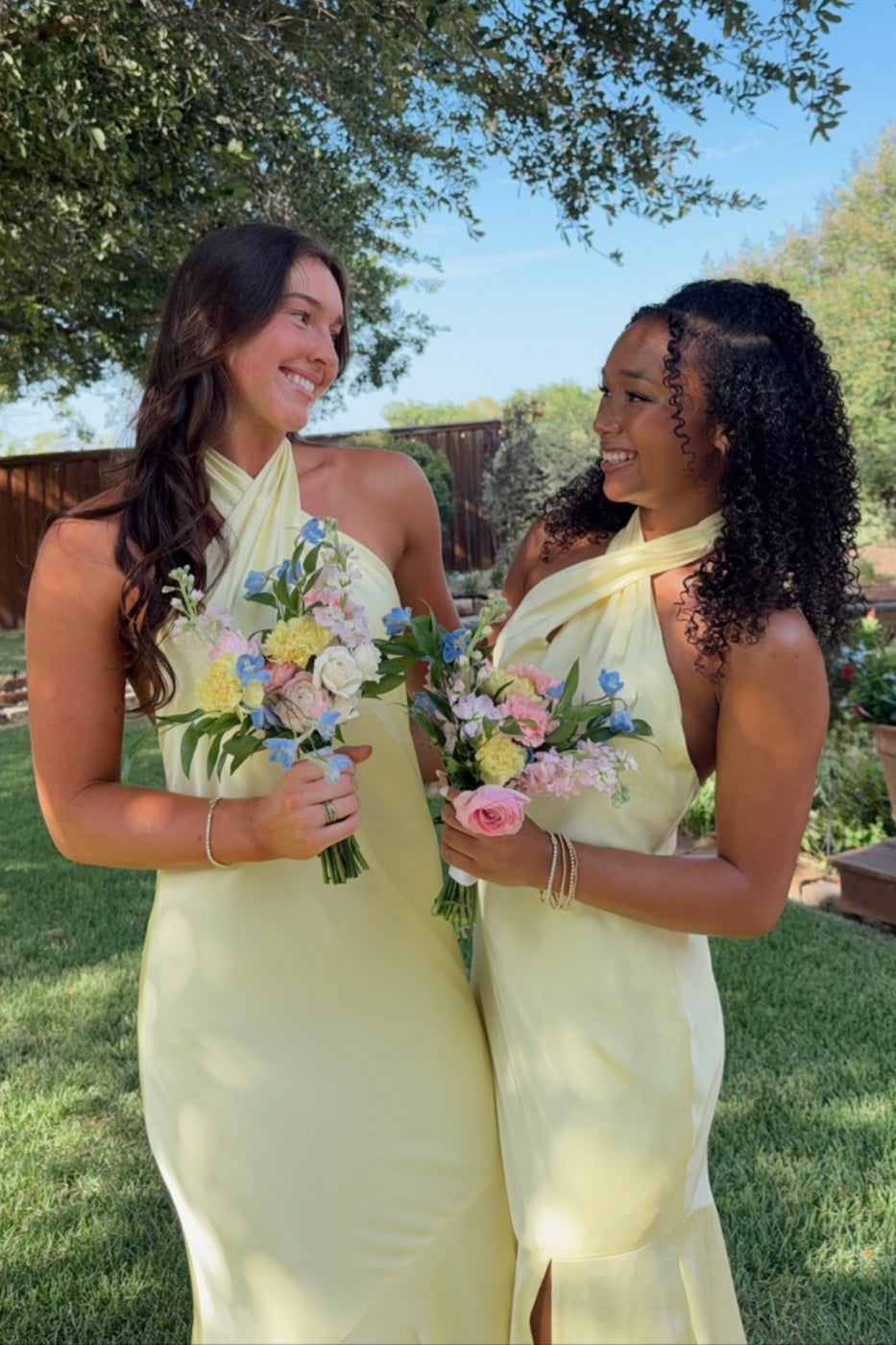 Yellow Cross Halter Bridesmaid Dress – Dressesforparty