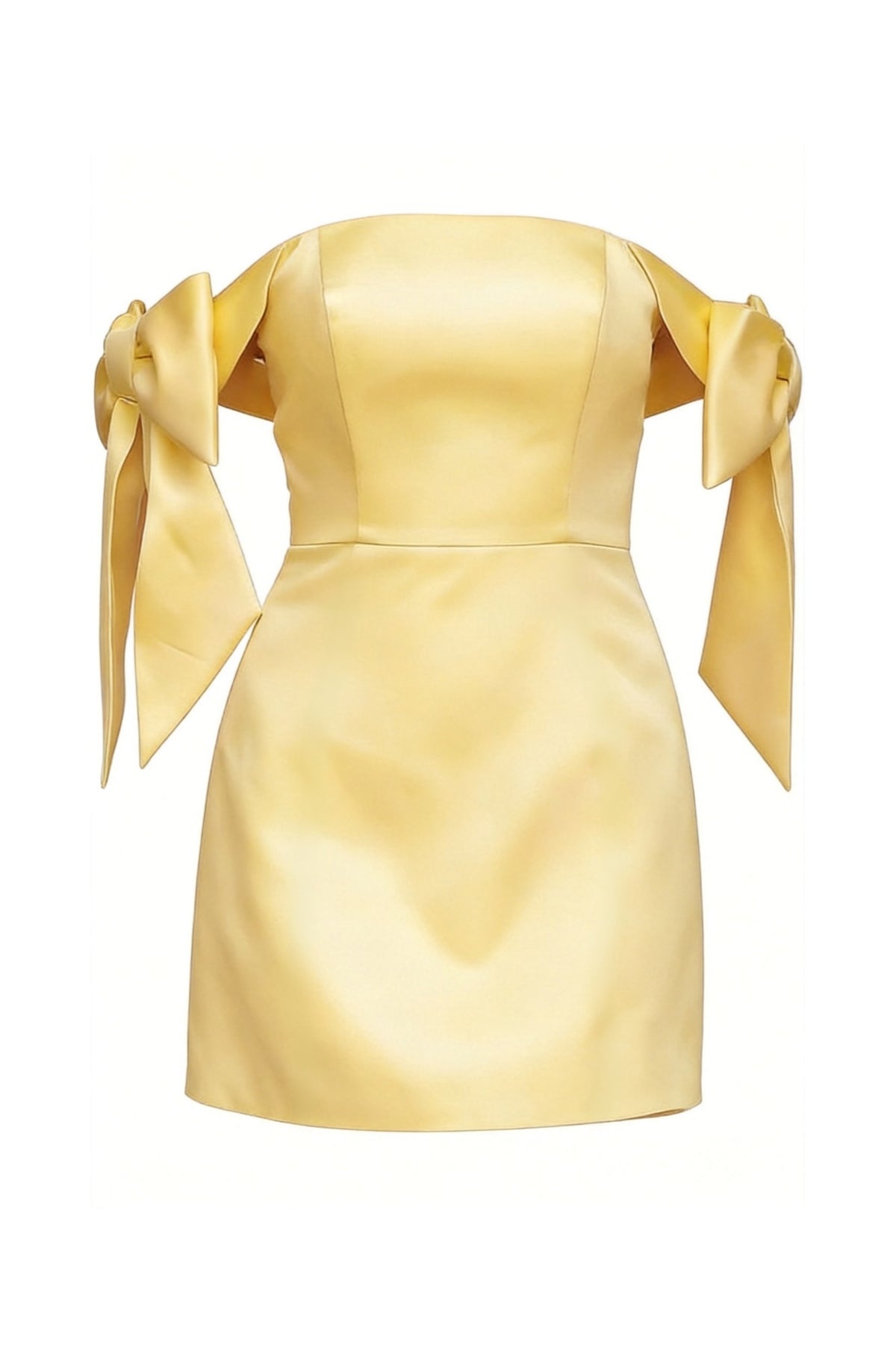 Yellow Bow Off-the-Shoulder Mini Dress
