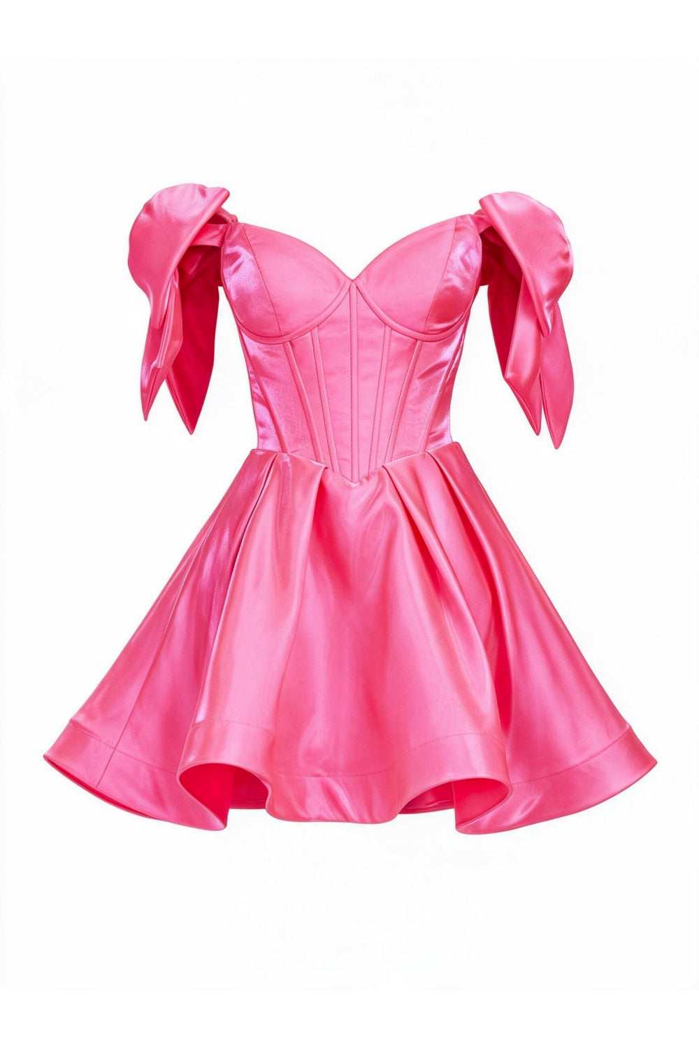 Hot Pink Bow Off-the-Shoulder Mini Dress