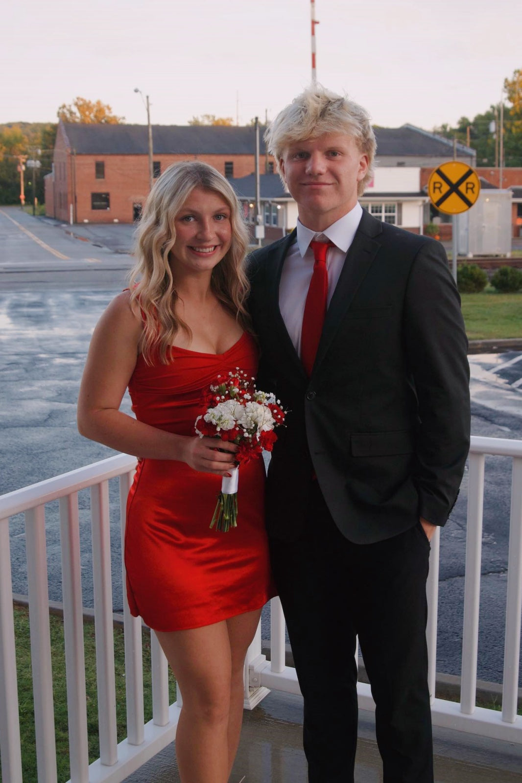 Red Satin Fitted Mini Dress