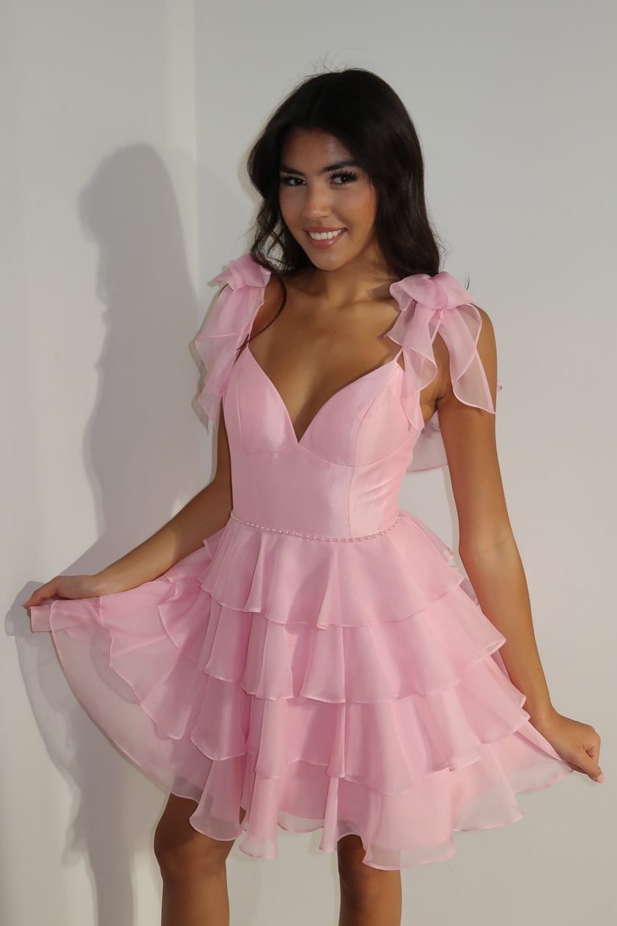 Light Pink A-Line Bow-Tie Dress