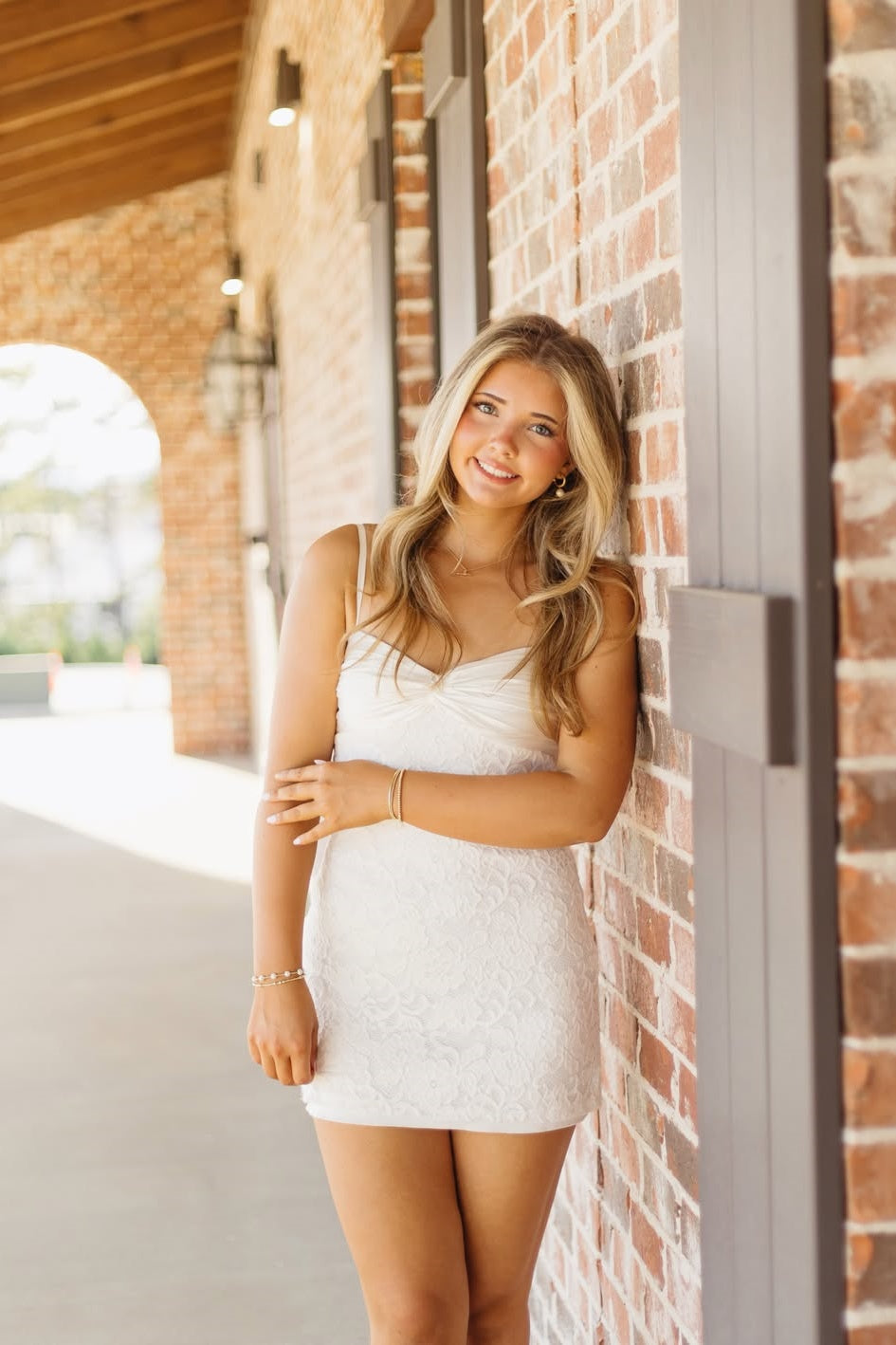 White Lace Twisted Mini Dress