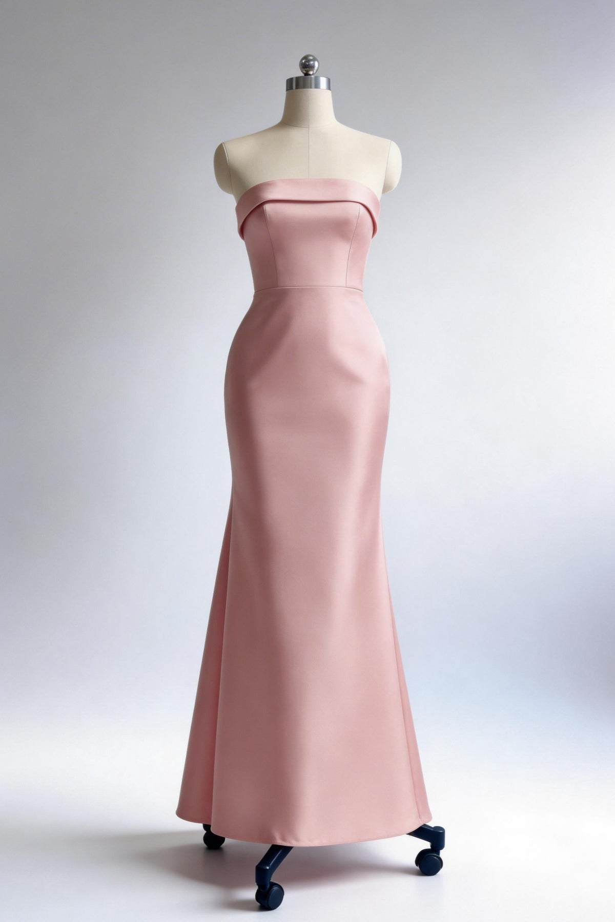 Pink Satin Strapless Mermaid Dress