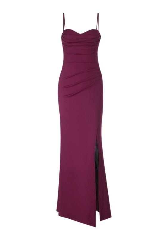 Burgundy Bodycon Spaghetti Strap Dress