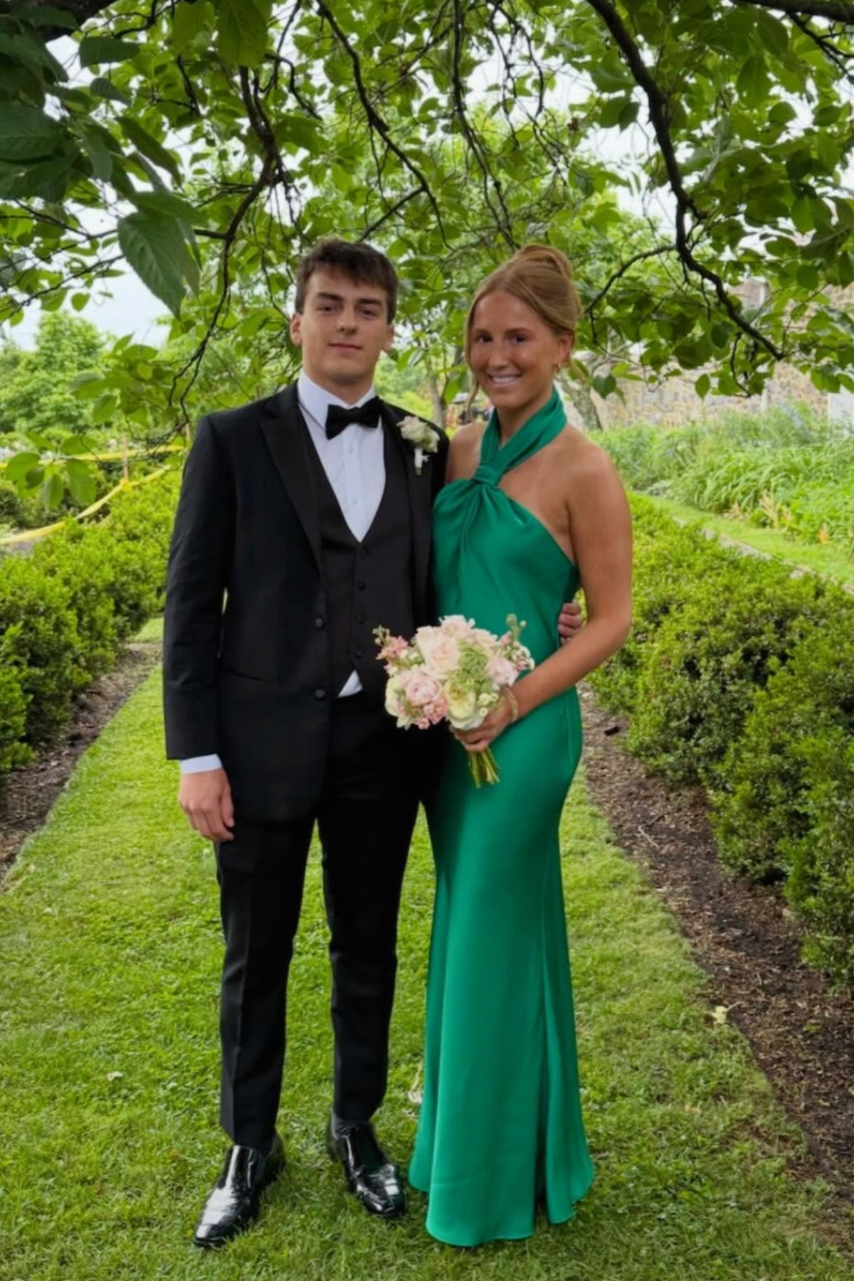 Green Halter Fitted Prom Dress